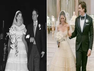 حفيدة شقيقة جون كينيدى ترتدى فستان جدتها بحفل زفافهما.. اعرف القصة